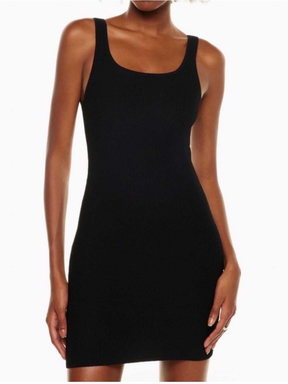 Babaton by Aritzia Black Ribbed Tank Slip Dress